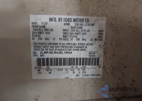 2018 Lincoln Mkx Reserve from USA, damaged, VIN 2LMPJ8LR4JBL19924